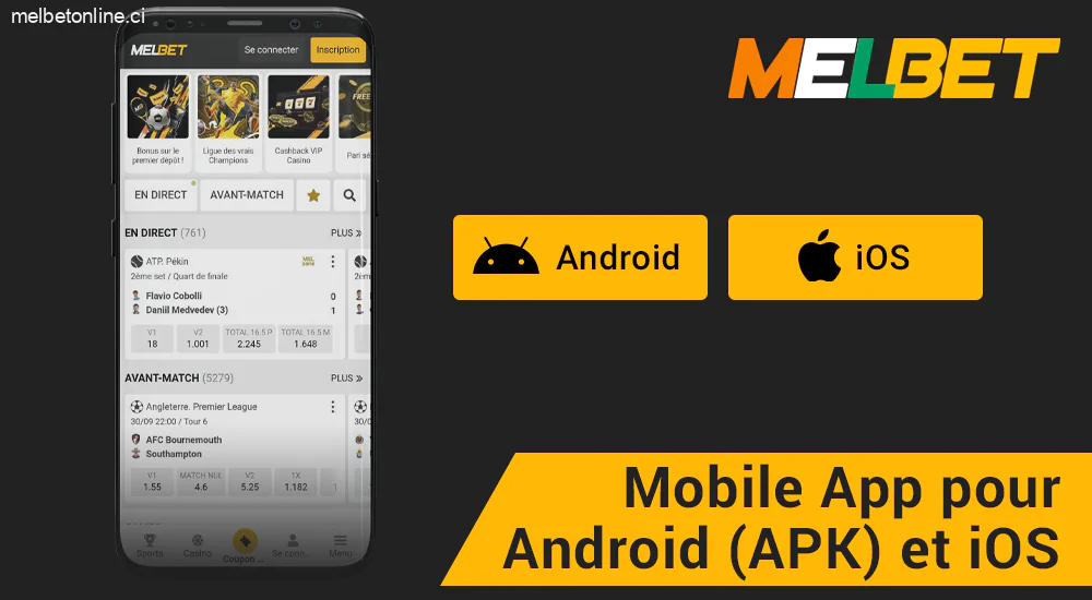 Application mobile Melbet pour Android et iOS